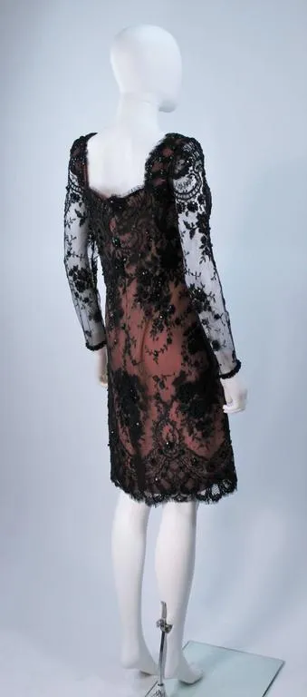 FE ZANDI Black Lace Embellished Cocktail Dress Size 8