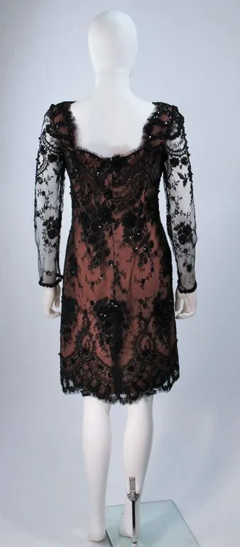 FE ZANDI Black Lace Embellished Cocktail Dress Size 8