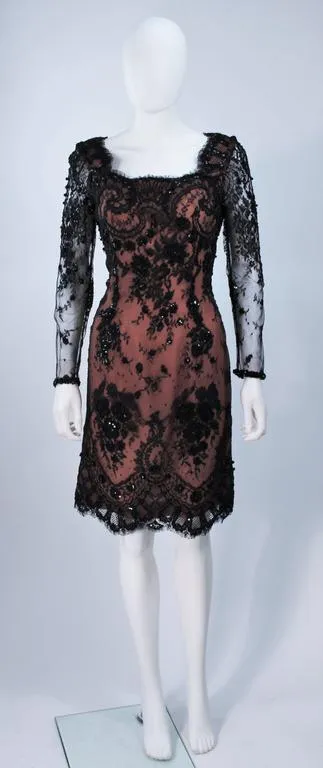 FE ZANDI Black Lace Embellished Cocktail Dress Size 8