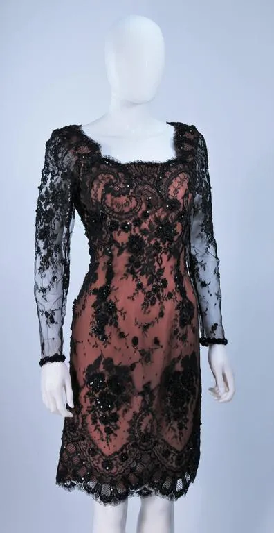 FE ZANDI Black Lace Embellished Cocktail Dress Size 8