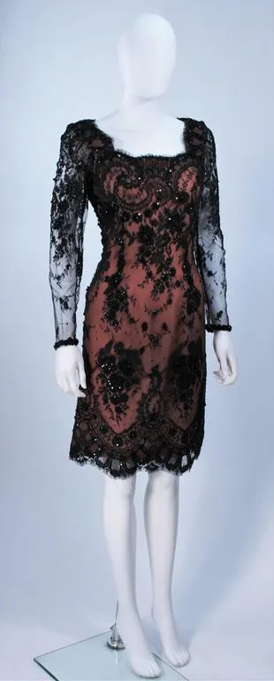 FE ZANDI Black Lace Embellished Cocktail Dress Size 8