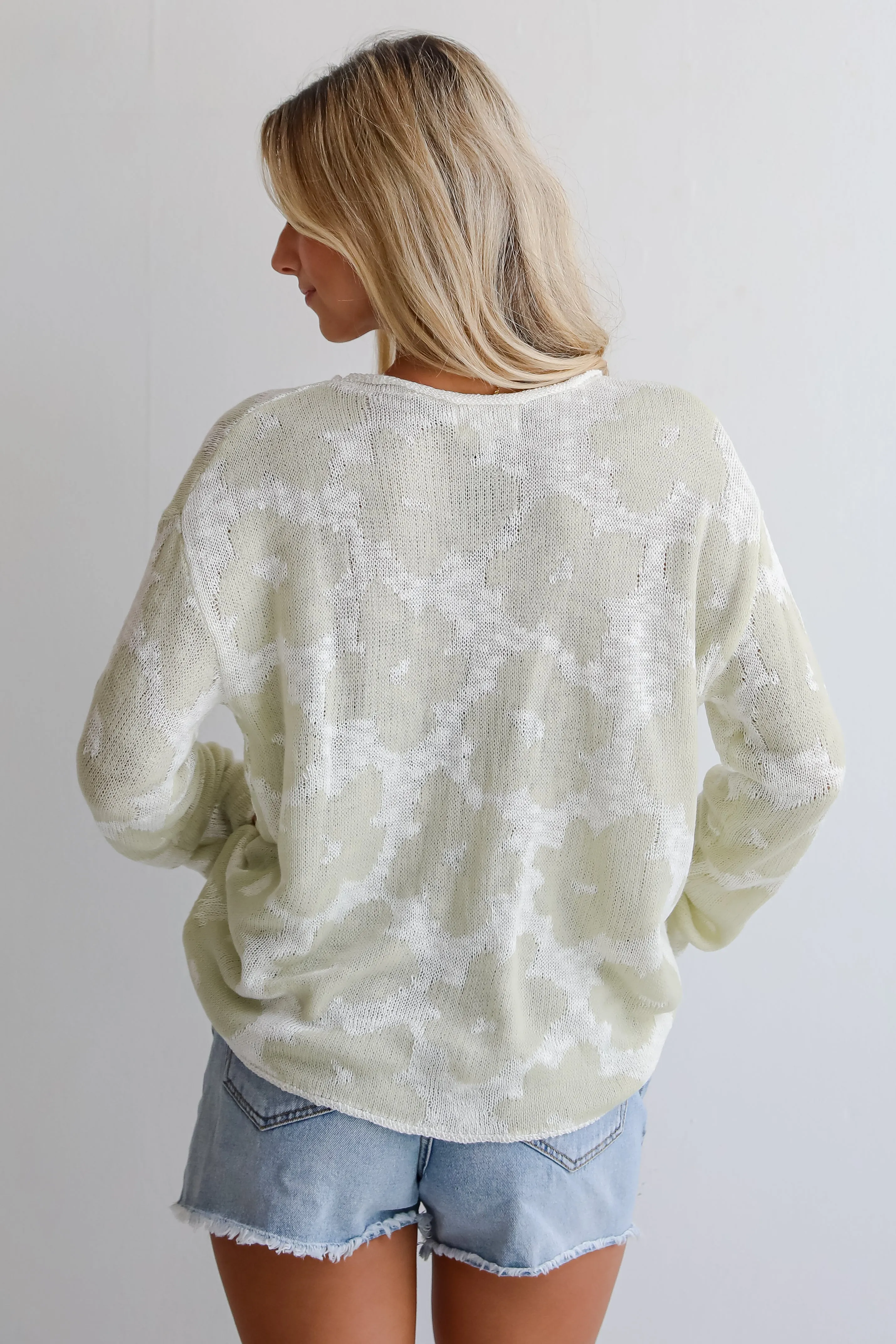 FINAL SALE - All The Hits Mint Floral Lightweight Knit Sweater