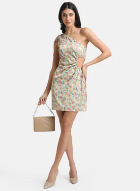 Floral Printed Dress With Side Cut-Outs