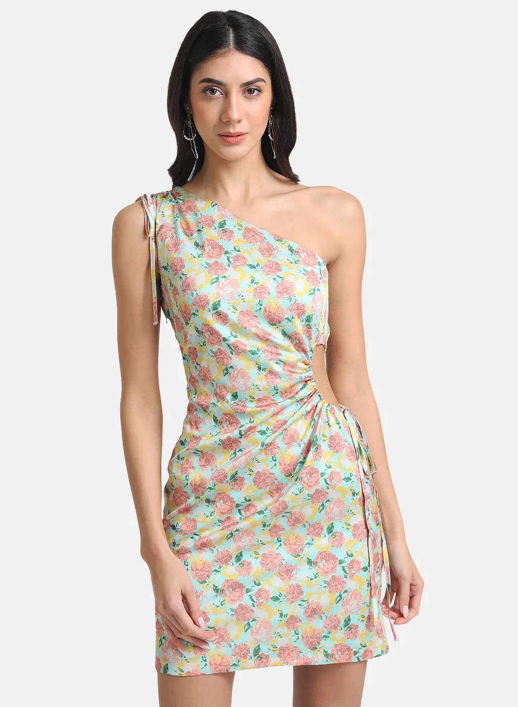 Floral Printed Dress With Side Cut-Outs