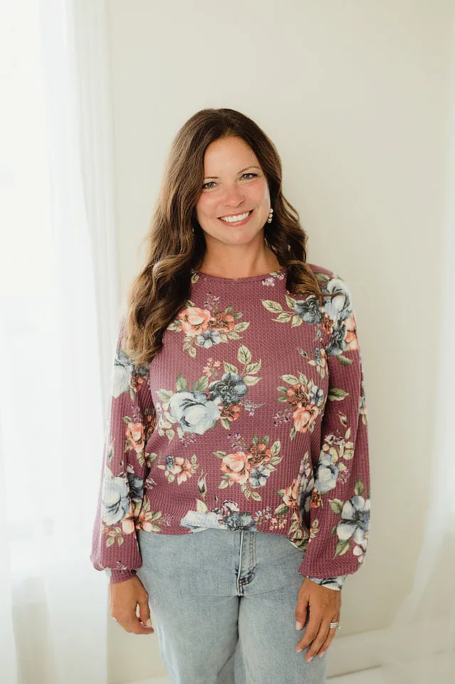 Floral Waffle Knit Top