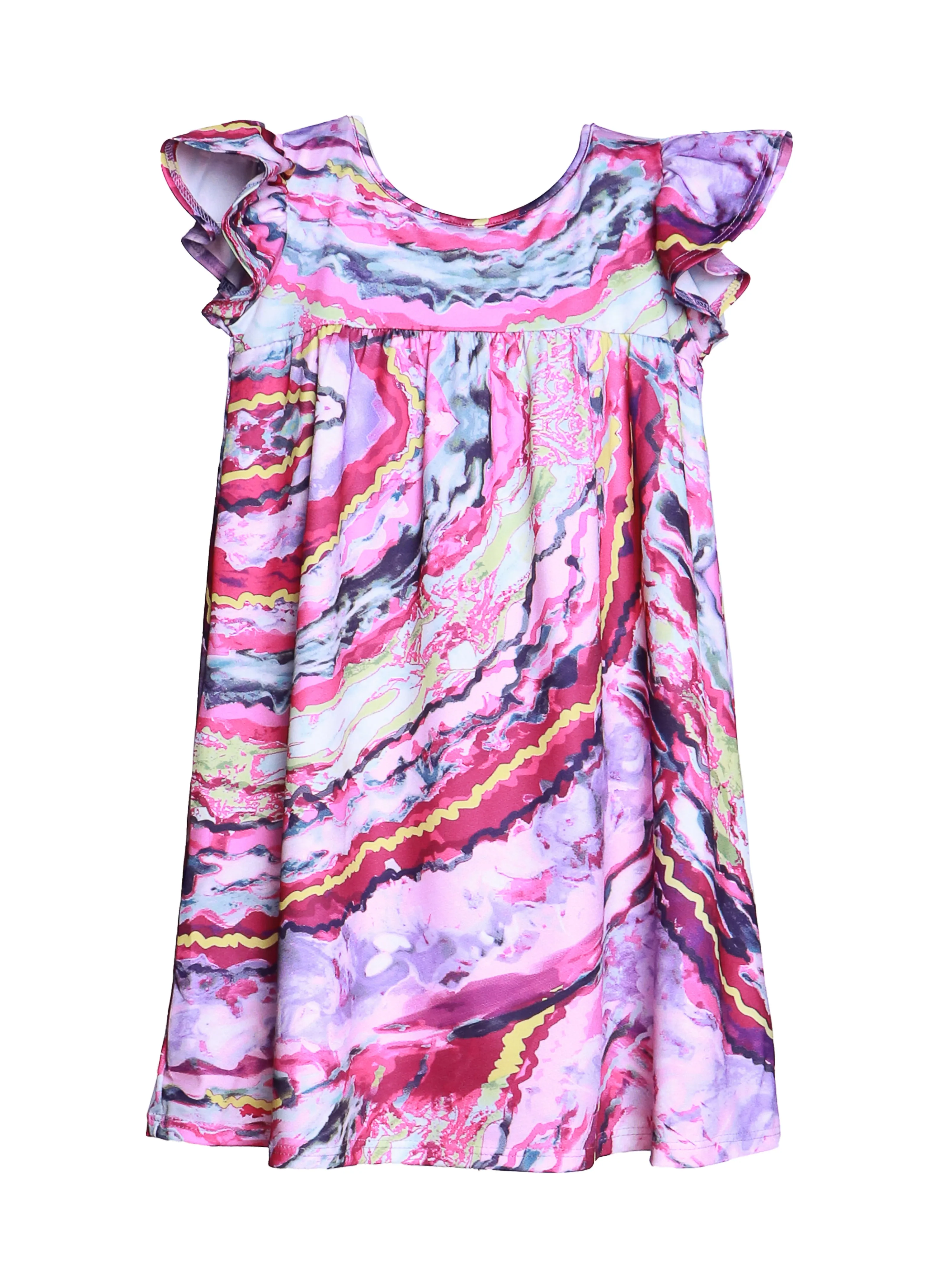 Girls Pink Print Babydoll Knee Length Girls Dress