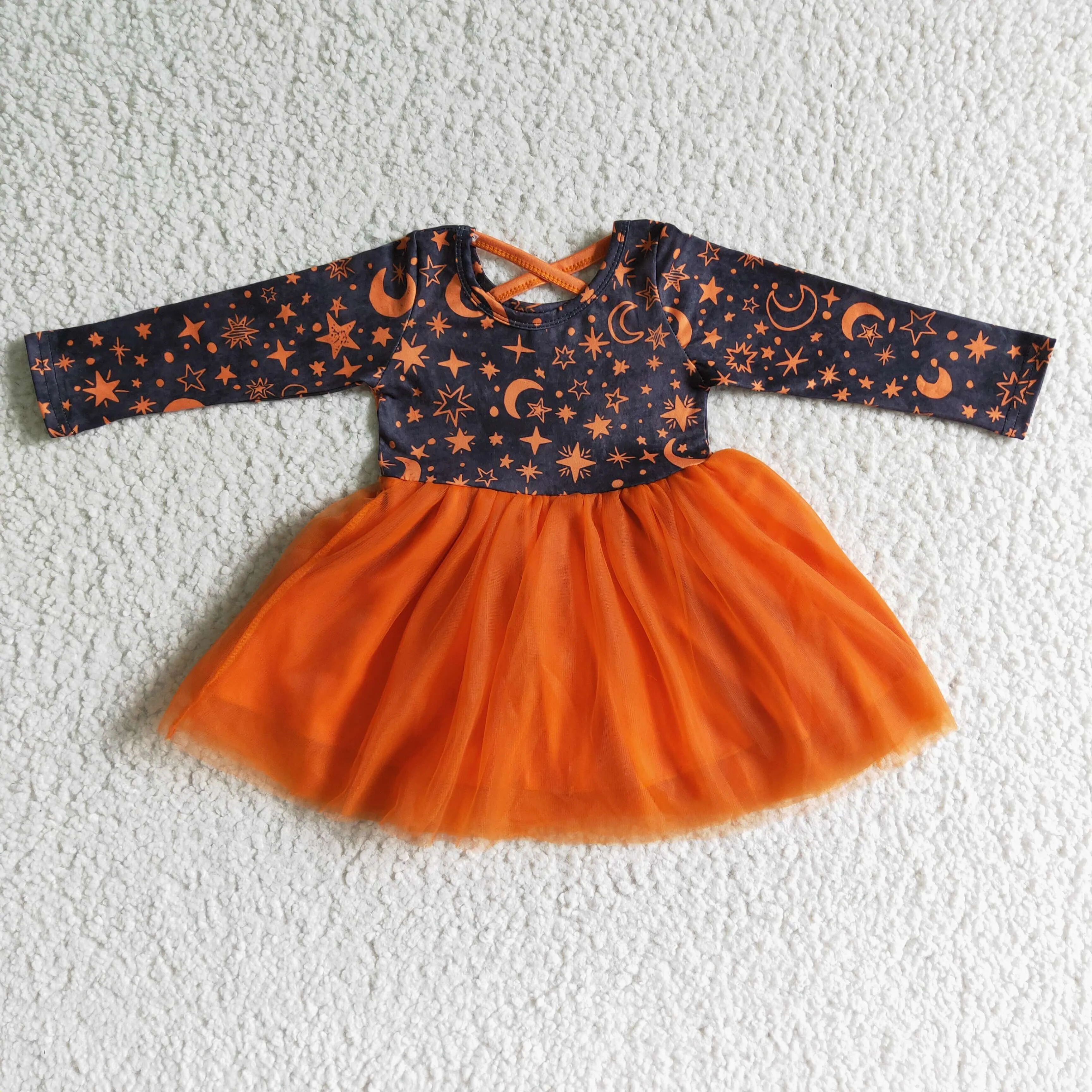 GLD0017 baby girl Halloween long sleeve gauze dress