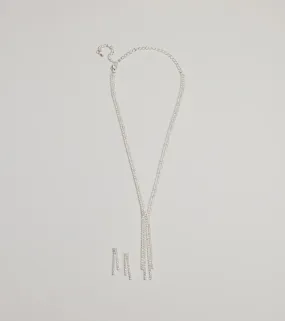 Glitzy Rhinestone Lariat Necklace And Earring Set