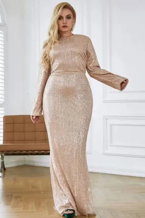 Gold Maxi Plus Size Sequin Dress