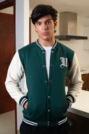 Green and Cream Varsity Jacket