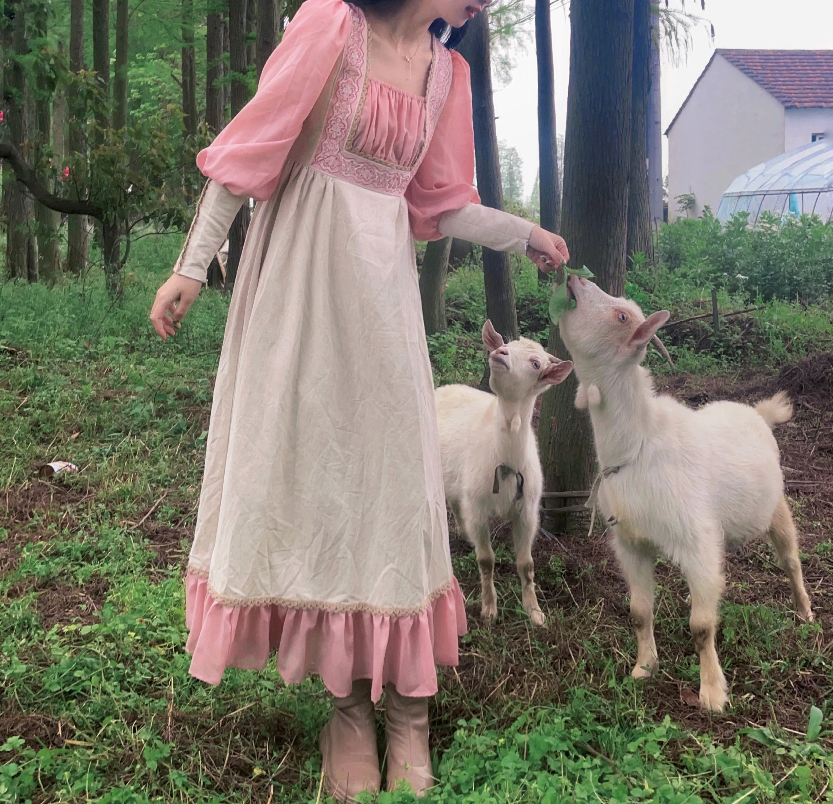 Gunne Sax Replica 70s Puff Sleeves Prairie Dress