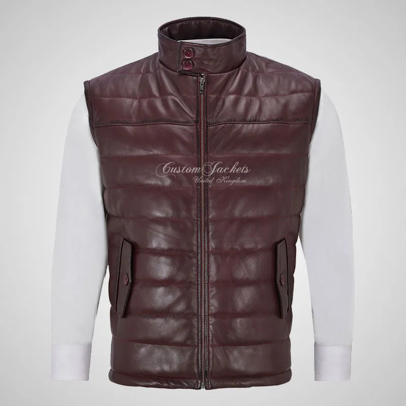 HADLEY Quilted Puffer Leather Gilet for Men Soft Leather