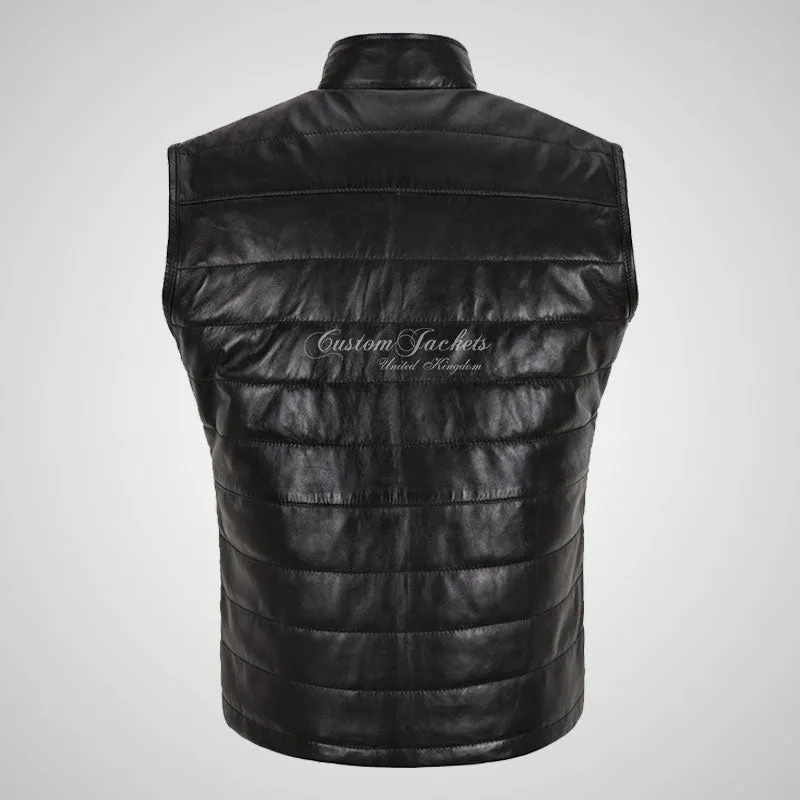 HADLEY Quilted Puffer Leather Gilet for Men Soft Leather