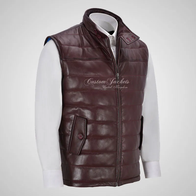 HADLEY Quilted Puffer Leather Gilet for Men Soft Leather