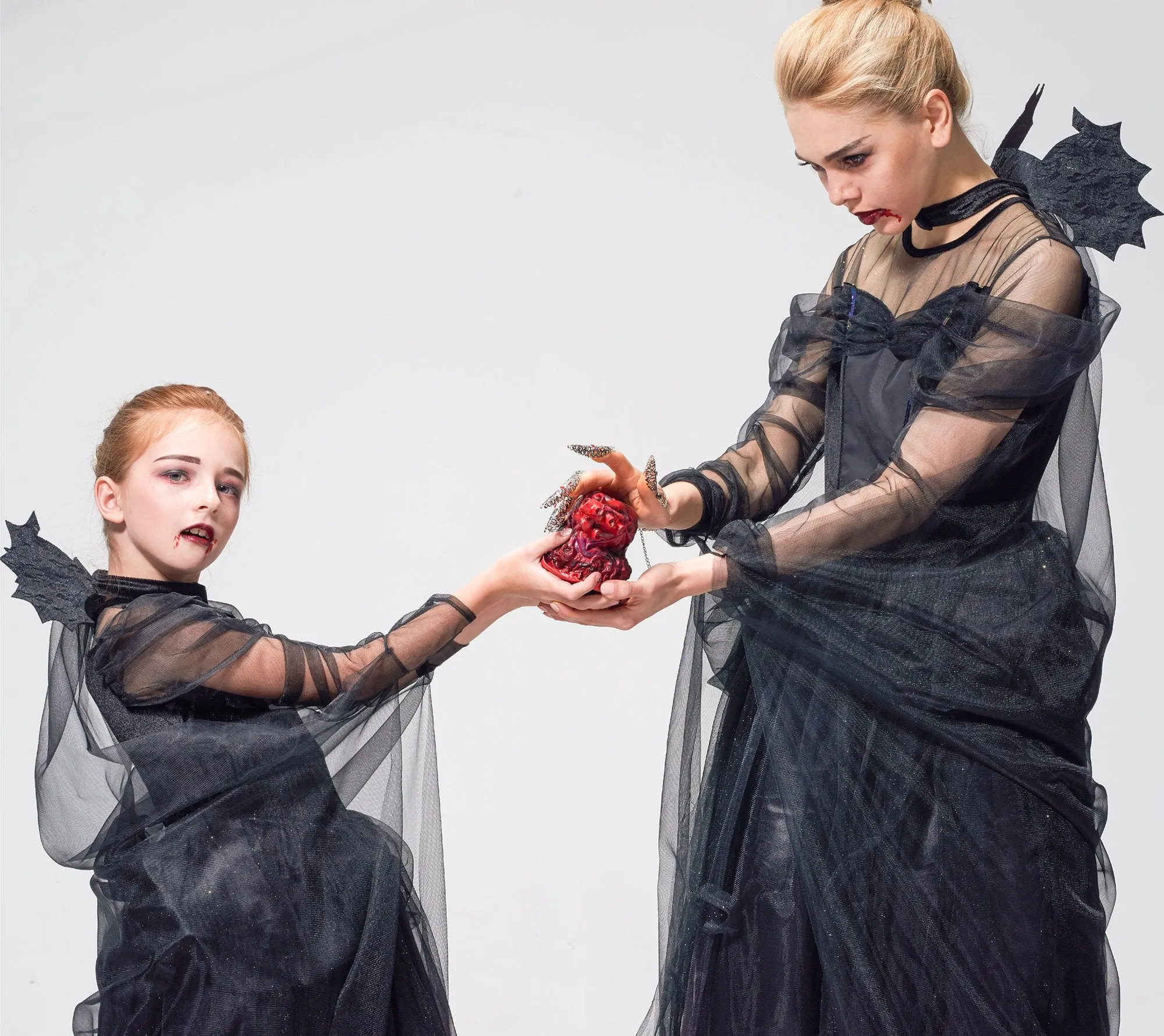 Halloween Costume Witch Mommy and Daughter Matching, Black Gothic Dress