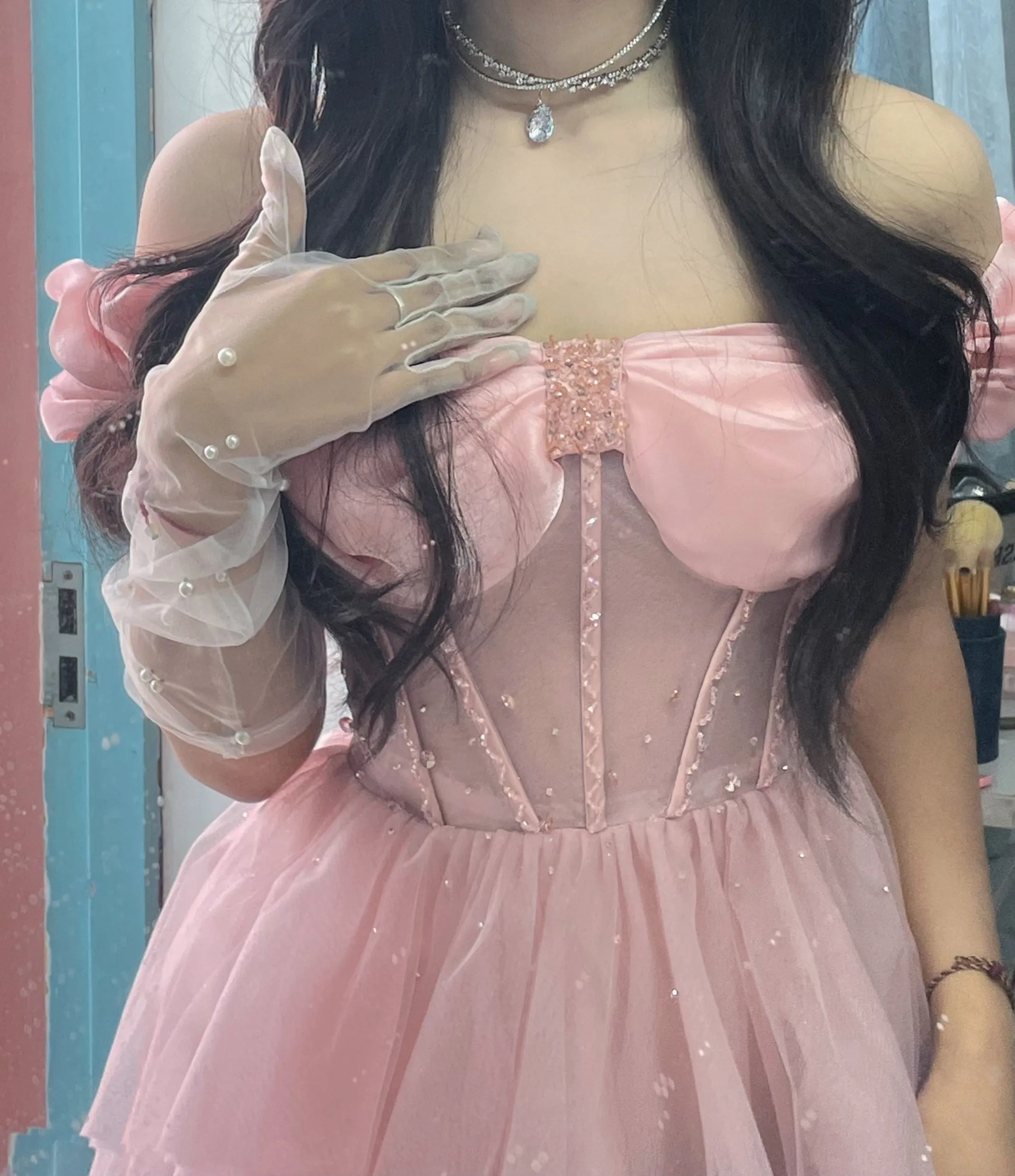 Handmade Princess Off Shoulder Prom Dress