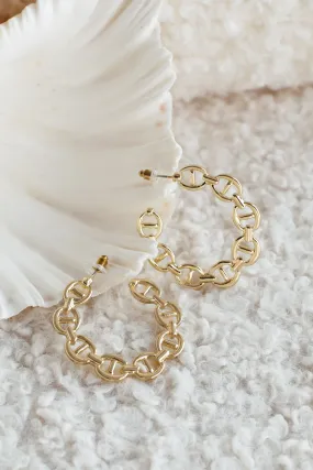 Haven Anchor Link Hoop Earrings Gold