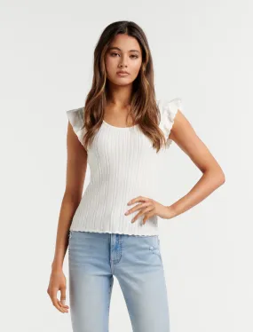 Hazel Pointelle Frill Knit Top