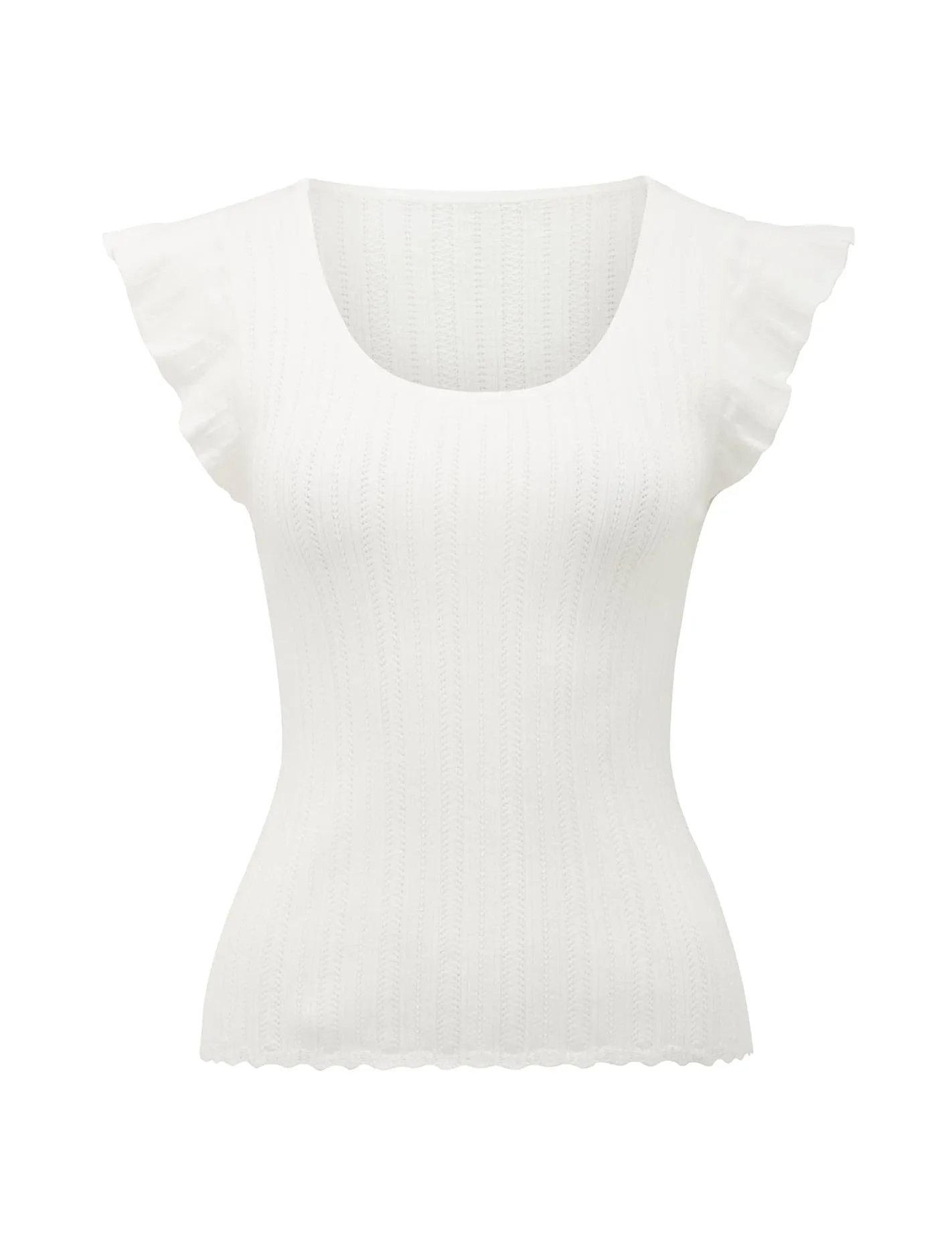 Hazel Pointelle Frill Knit Top