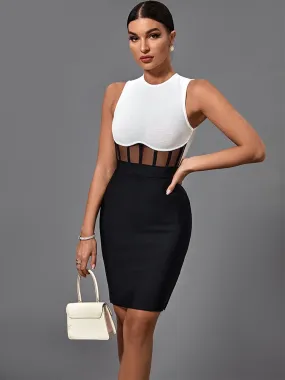 High Quality Black and White Bodycon Dress