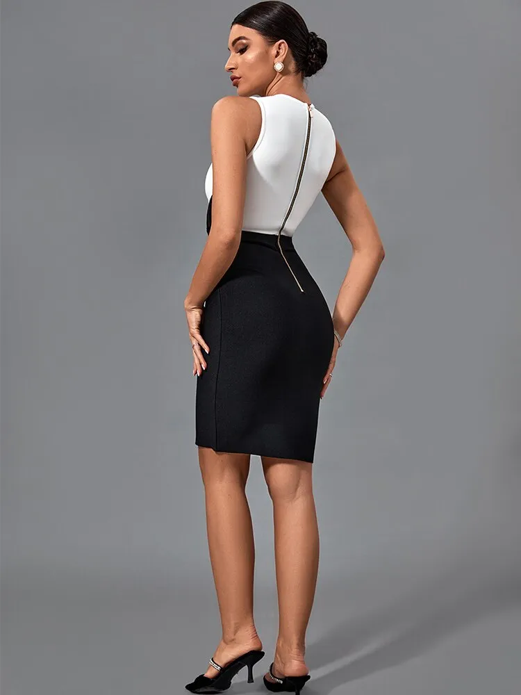 High Quality Black and White Bodycon Dress