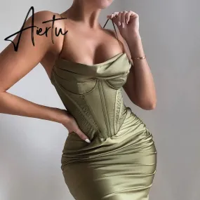 High Quality Satin Bodycon Dress Women Party Dress New Double Layer House of Cb Bodycon Dress Celebrity Evening Club Dress