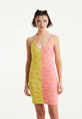 House Of Holland Printed Jersey Mini Dress With Open Back