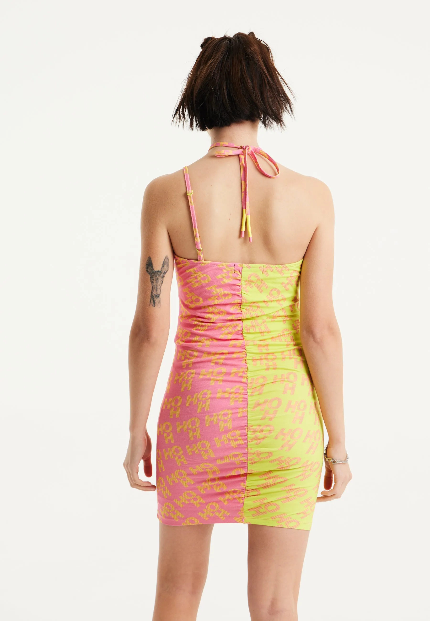 House Of Holland Printed Jersey Mini Dress With Open Back