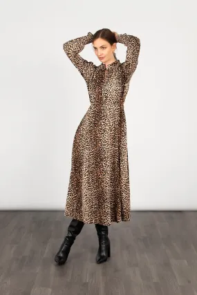 Imogen Midaxi Dress in Neutral, Leopard