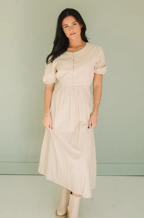 Jill Taupe Button Up Dress - Nursing Friendly - FINAL SALE