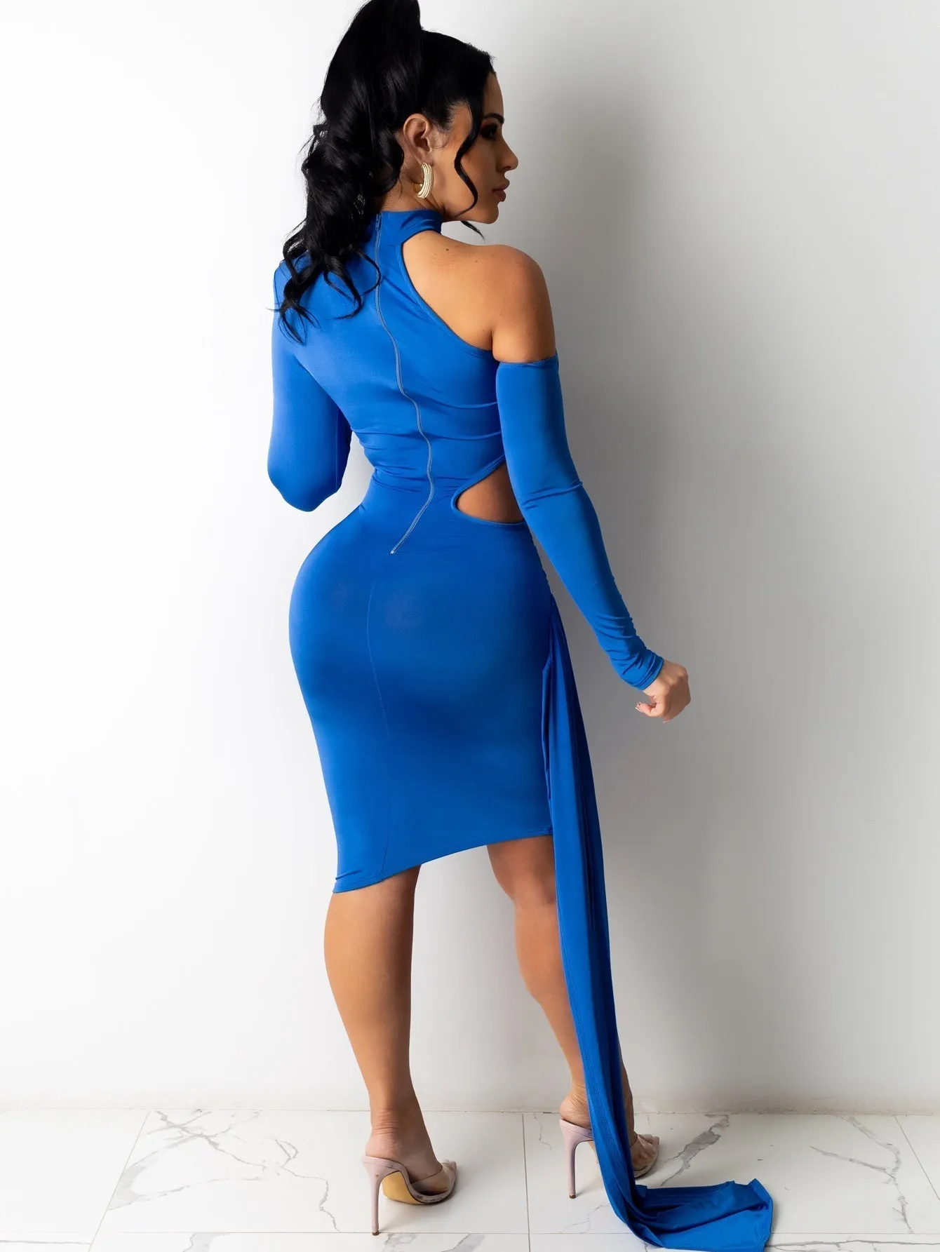 KittenAlarm - Plus Size One Shoulder Cut Out Waist Bodycon Dress