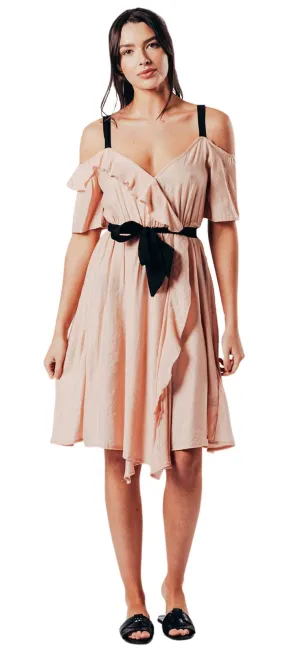 Ladies Peach Cocktail Dress - UK 8