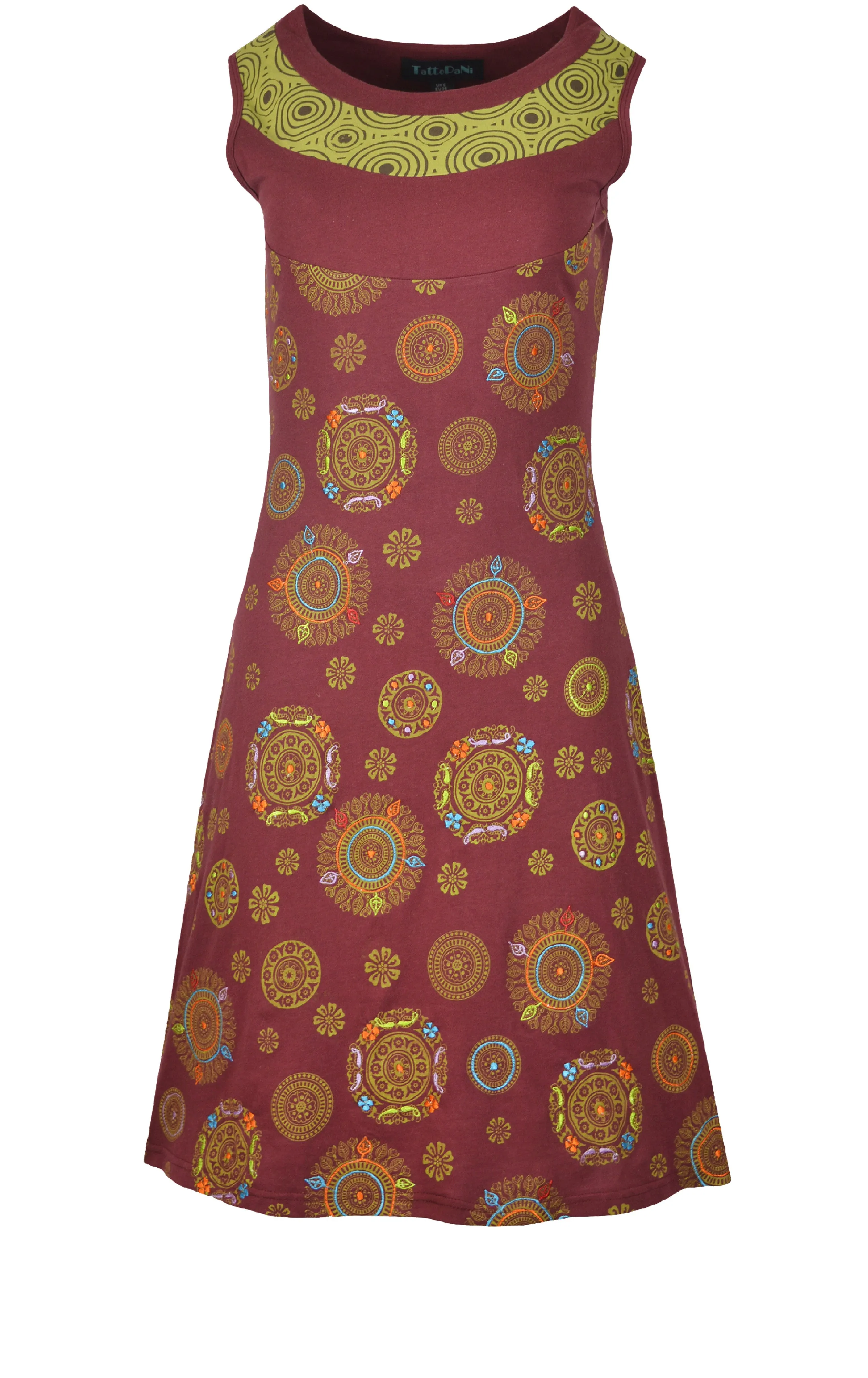 ladies-sleeveless-dress-with-flower-print-and-multi-color-embroidery-1