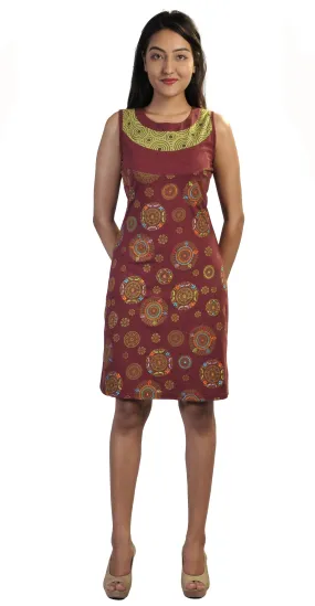 ladies-sleeveless-dress-with-flower-print-and-multi-color-embroidery-1