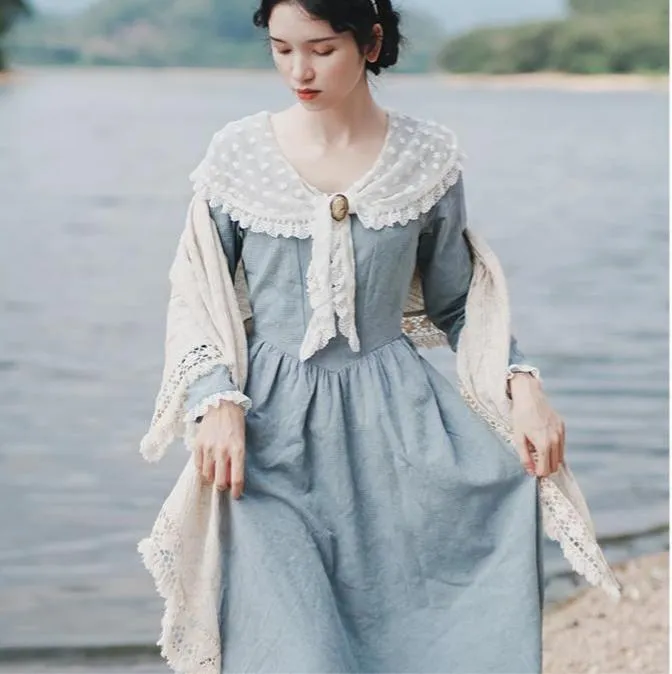 [Last Chance] Period Drama Inspired Lace Collar Vintage Dress