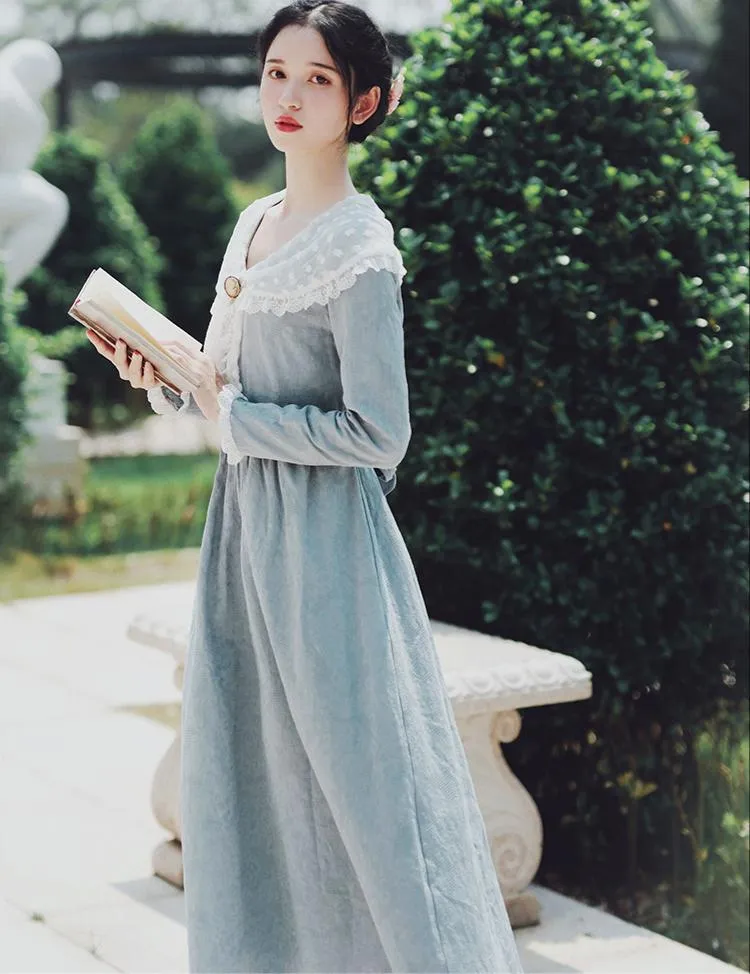 [Last Chance] Period Drama Inspired Lace Collar Vintage Dress