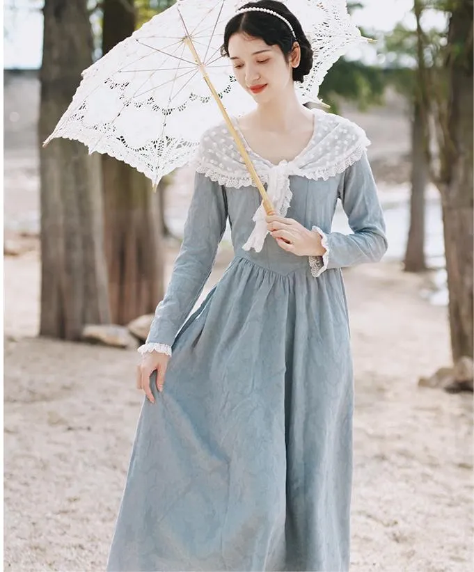 [Last Chance] Period Drama Inspired Lace Collar Vintage Dress