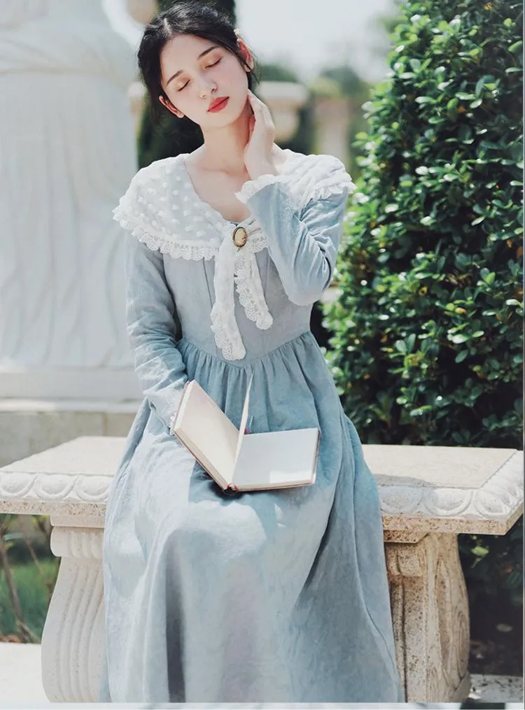 [Last Chance] Period Drama Inspired Lace Collar Vintage Dress