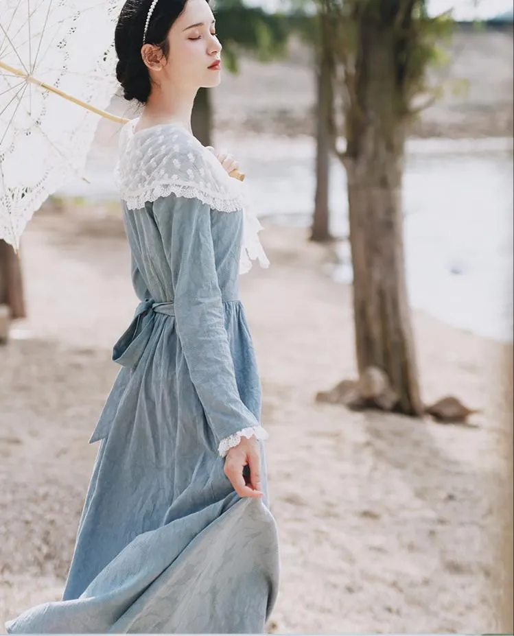 [Last Chance] Period Drama Inspired Lace Collar Vintage Dress