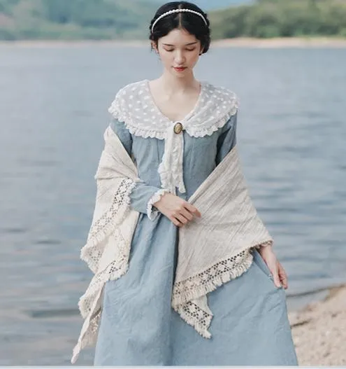 [Last Chance] Period Drama Inspired Lace Collar Vintage Dress