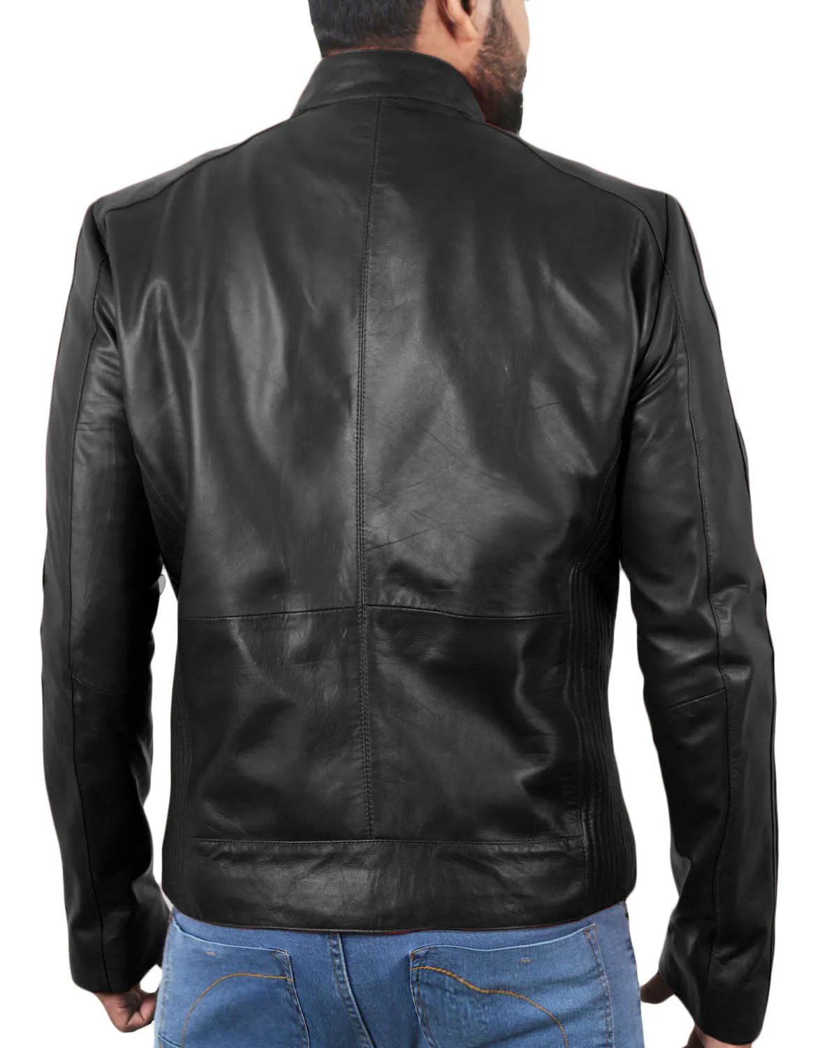 Leather Jackets Hub Mens Genuine Lambskin Leather Jacket (Black, Classic Jacket) - 1501198