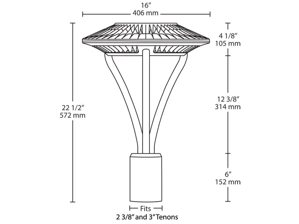 LED Post Top Light, 52 Watts, 6500 Lumens, 5000K, Post Top Mount, 120-277V, White