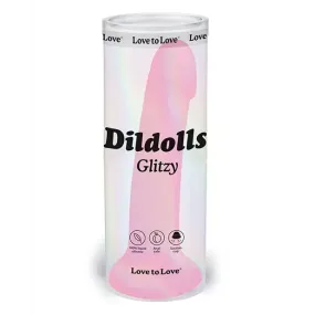 Love to Love Dildolls Glitzy 7 in. Silicone Dildo Pink Glitter