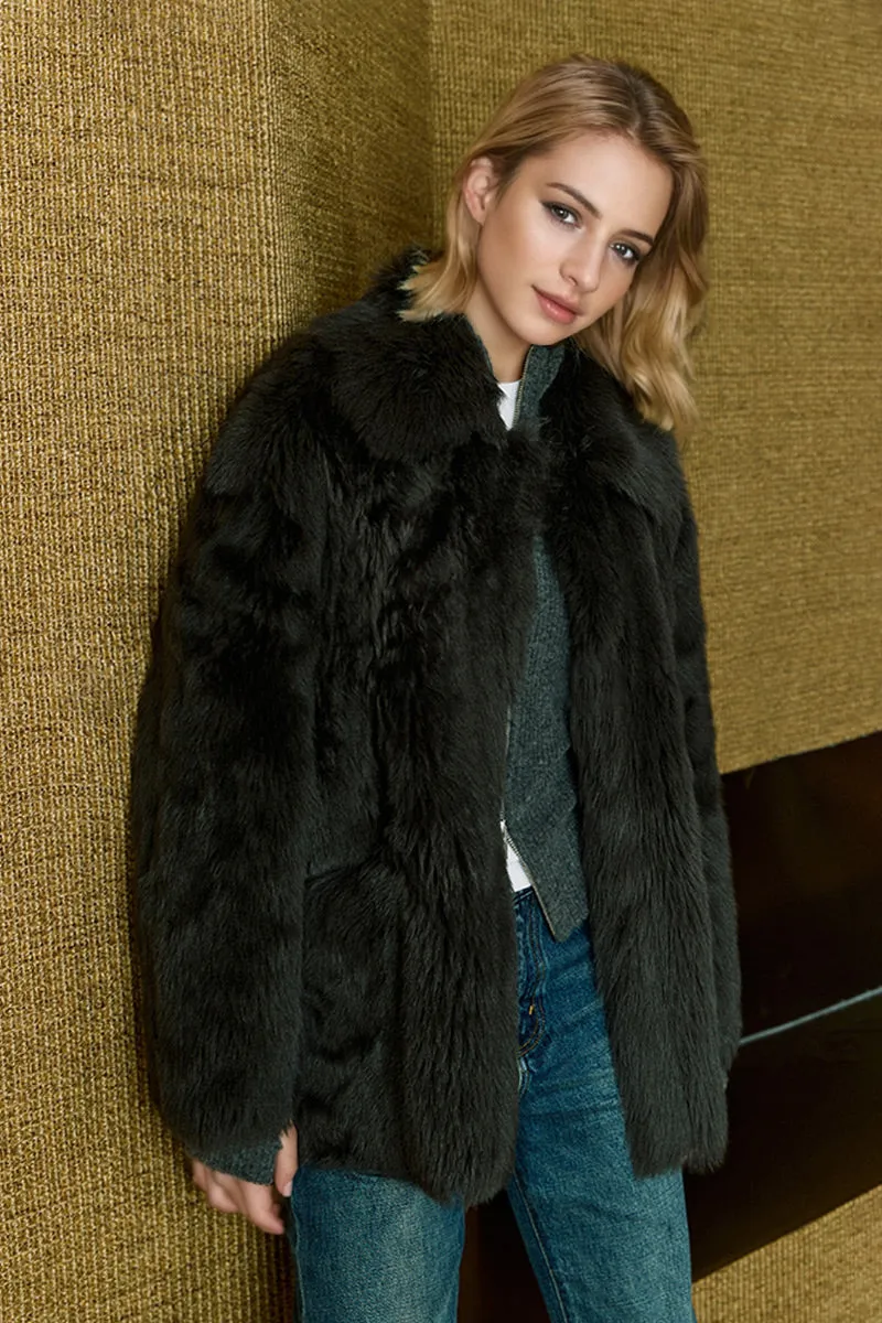 Luxe Mid-Length Spain Toscana Sheepskin Shearling Coat