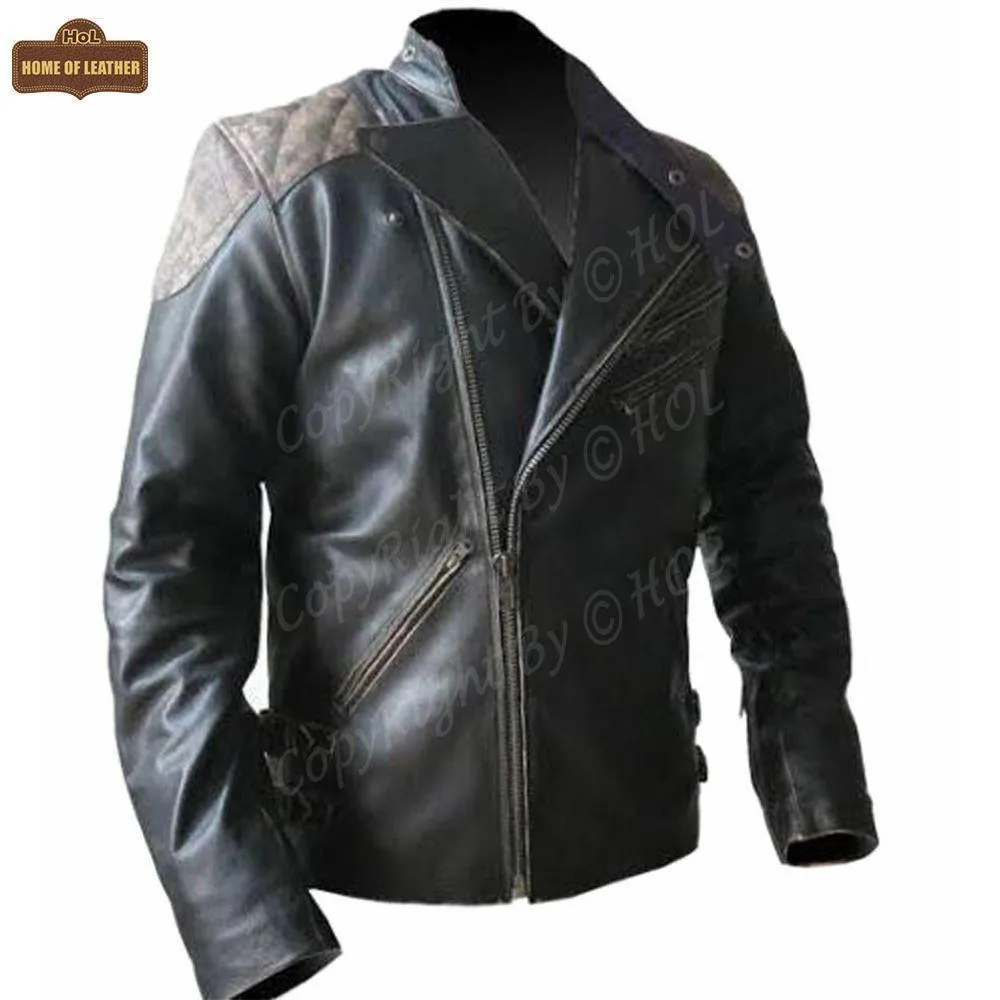 M023 Motorcycle Fashion Skull Vintage Men's Brown Biker Wear Ride Jacket