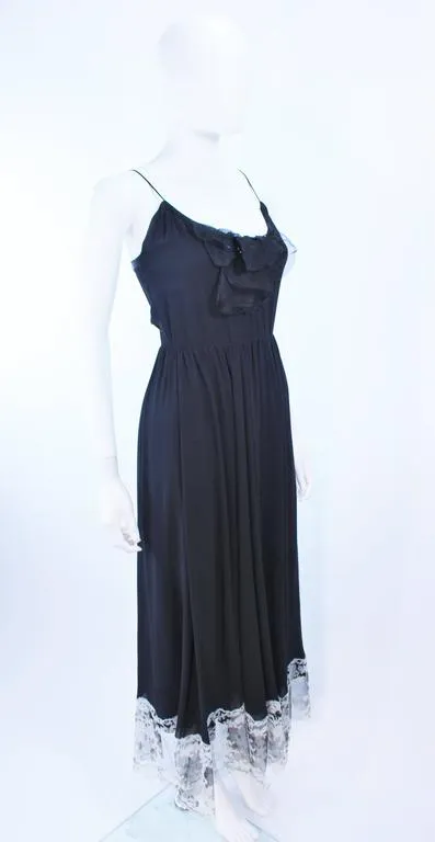 MAGGY REEVES Black Silk Chiffon Lace Cocktail Dress Size 2