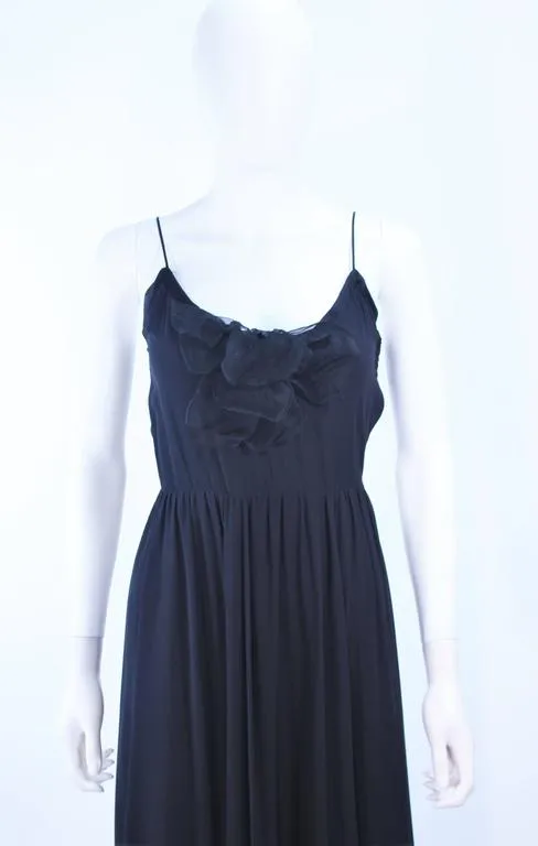 MAGGY REEVES Black Silk Chiffon Lace Cocktail Dress Size 2