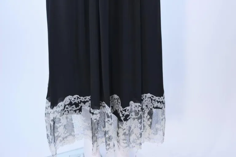 MAGGY REEVES Black Silk Chiffon Lace Cocktail Dress Size 2