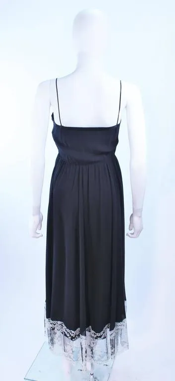 MAGGY REEVES Black Silk Chiffon Lace Cocktail Dress Size 2