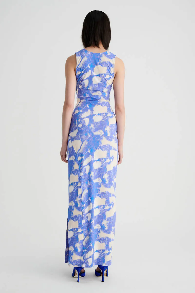 Marble Sleeveless Reversible Twist Front Maxi Dress